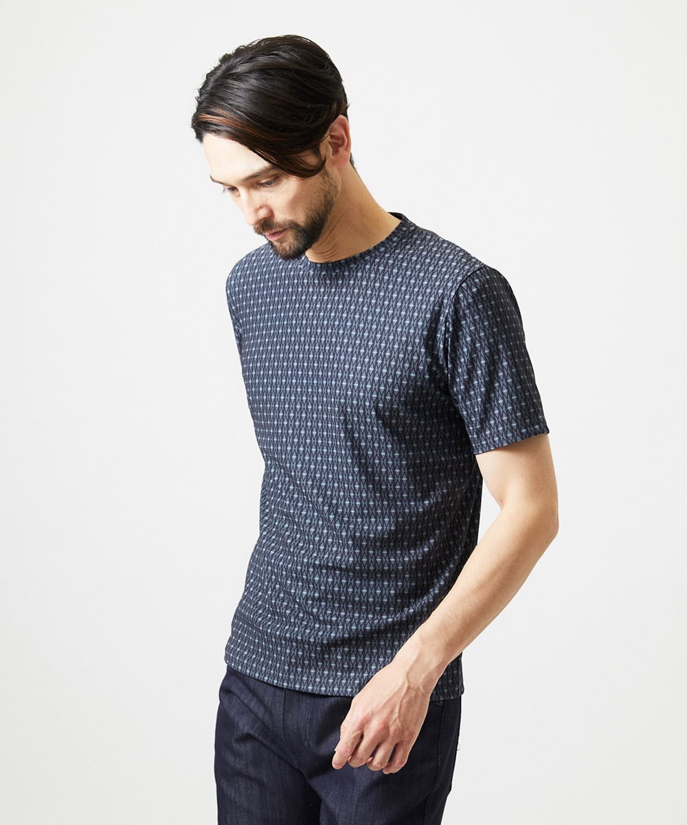 MNKID52180 MICHEL KLEIN HOMME(ミッシェルクラン オム) 《日本製》オリジナル総柄半袖カットソー ダークグレー
