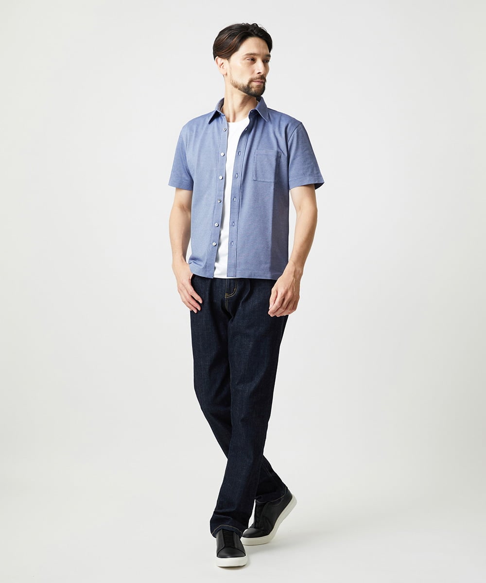 MNKIF01200 MICHEL KLEIN HOMME(ミッシェルクラン オム) クールマックス前空きポロシャツ ブルー
