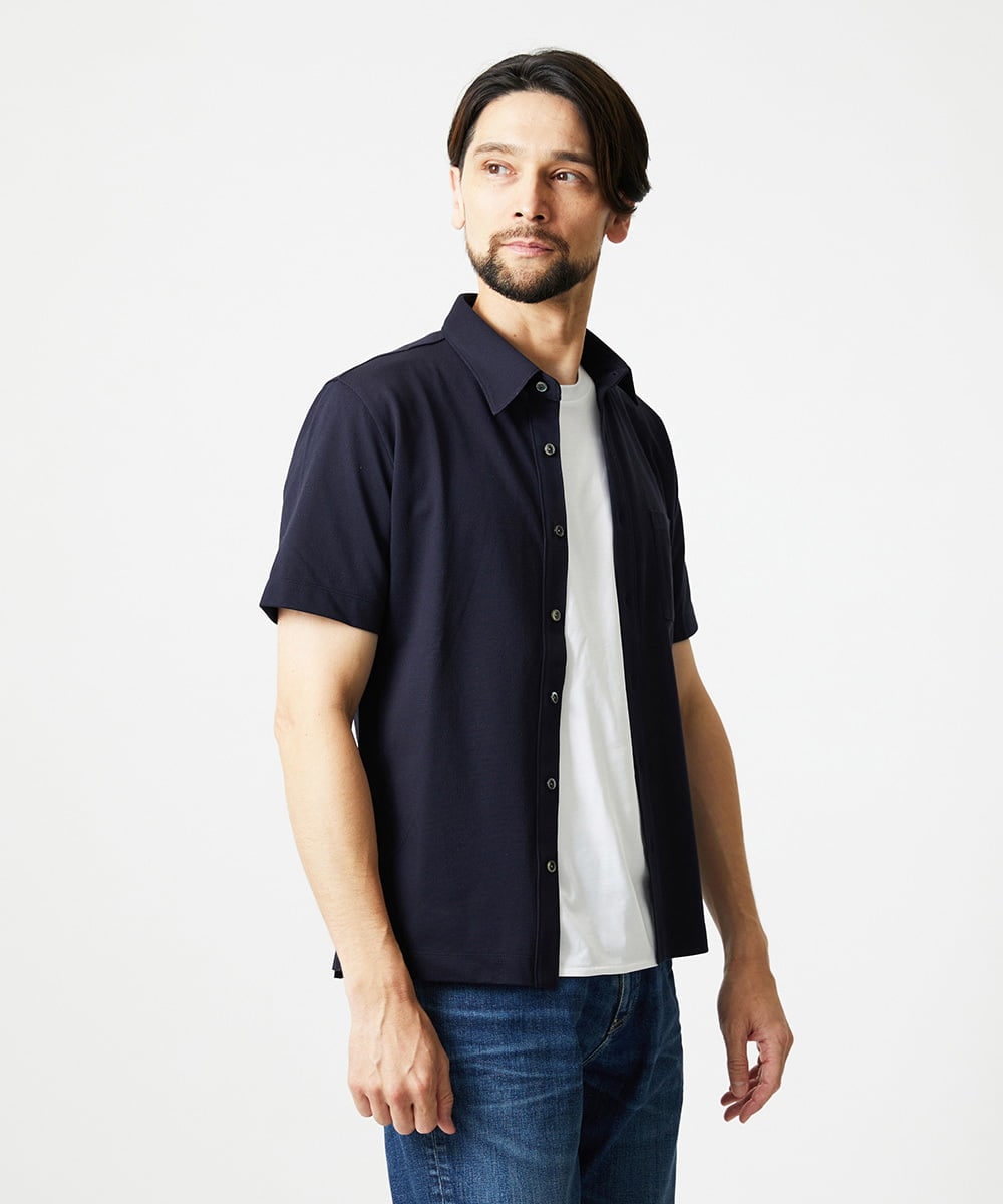 MNKIF01200 MICHEL KLEIN HOMME(ミッシェルクラン オム) クールマックス前空きポロシャツ ネイビー