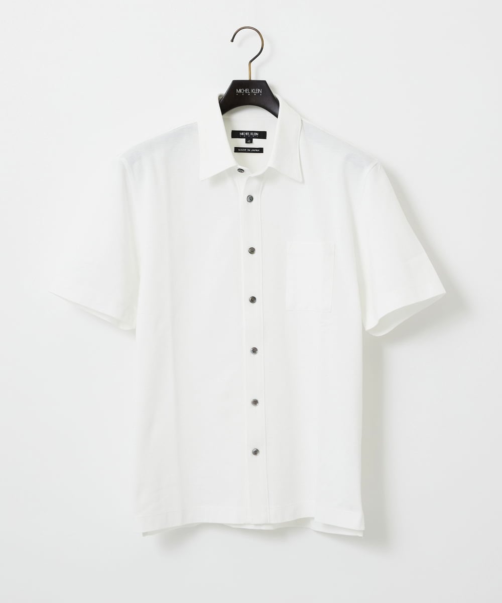 MNKIF01200 MICHEL KLEIN HOMME(ミッシェルクラン オム) クールマックス前空きポロシャツ ホワイト