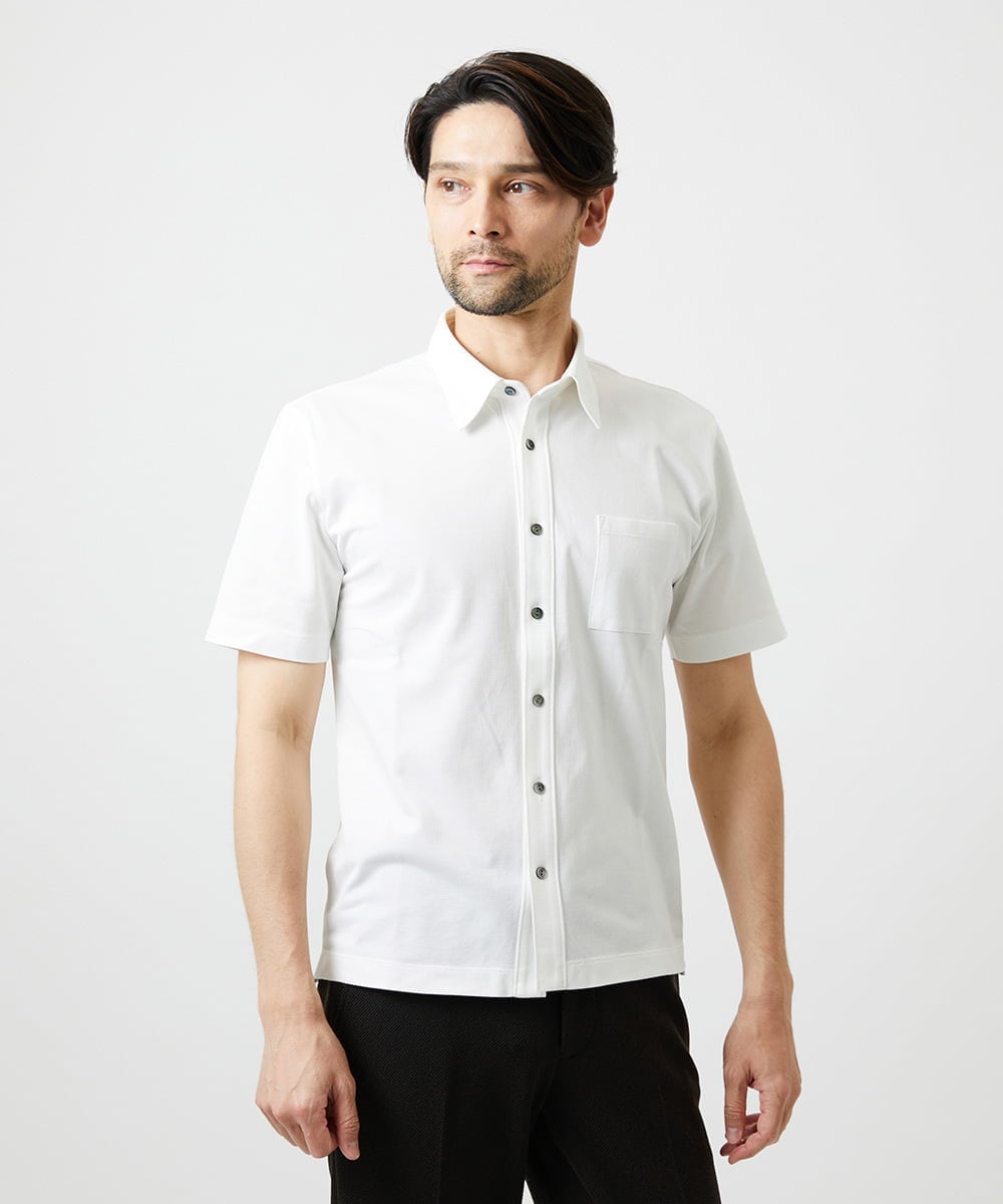 MNKIF01200 MICHEL KLEIN HOMME(ミッシェルクラン オム) クールマックス前空きポロシャツ ホワイト