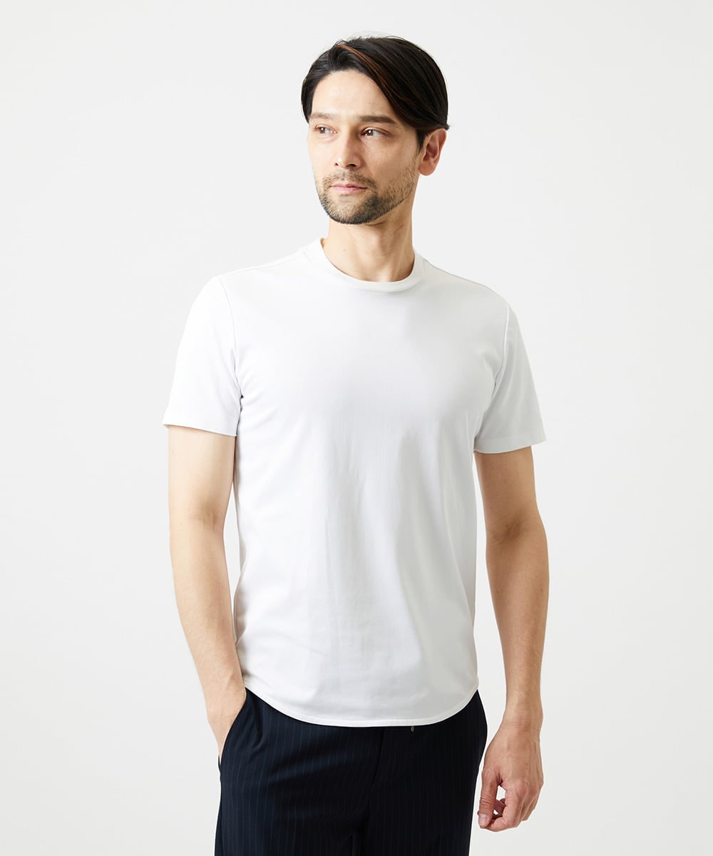 MNKIF50150 MICHEL KLEIN HOMME(ミッシェルクラン オム) ドライクルーネック半袖カットソー ホワイト