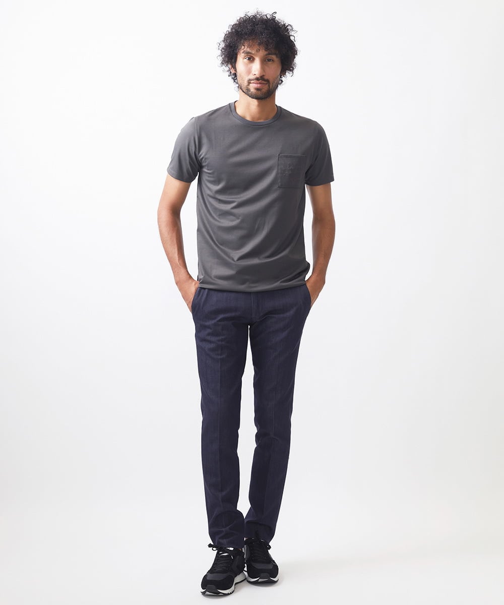 MNKIX58150 MICHEL KLEIN HOMME(ミッシェルクラン オム) 《日本製》ポケット付きクルーネック半袖カットソー ブラウン