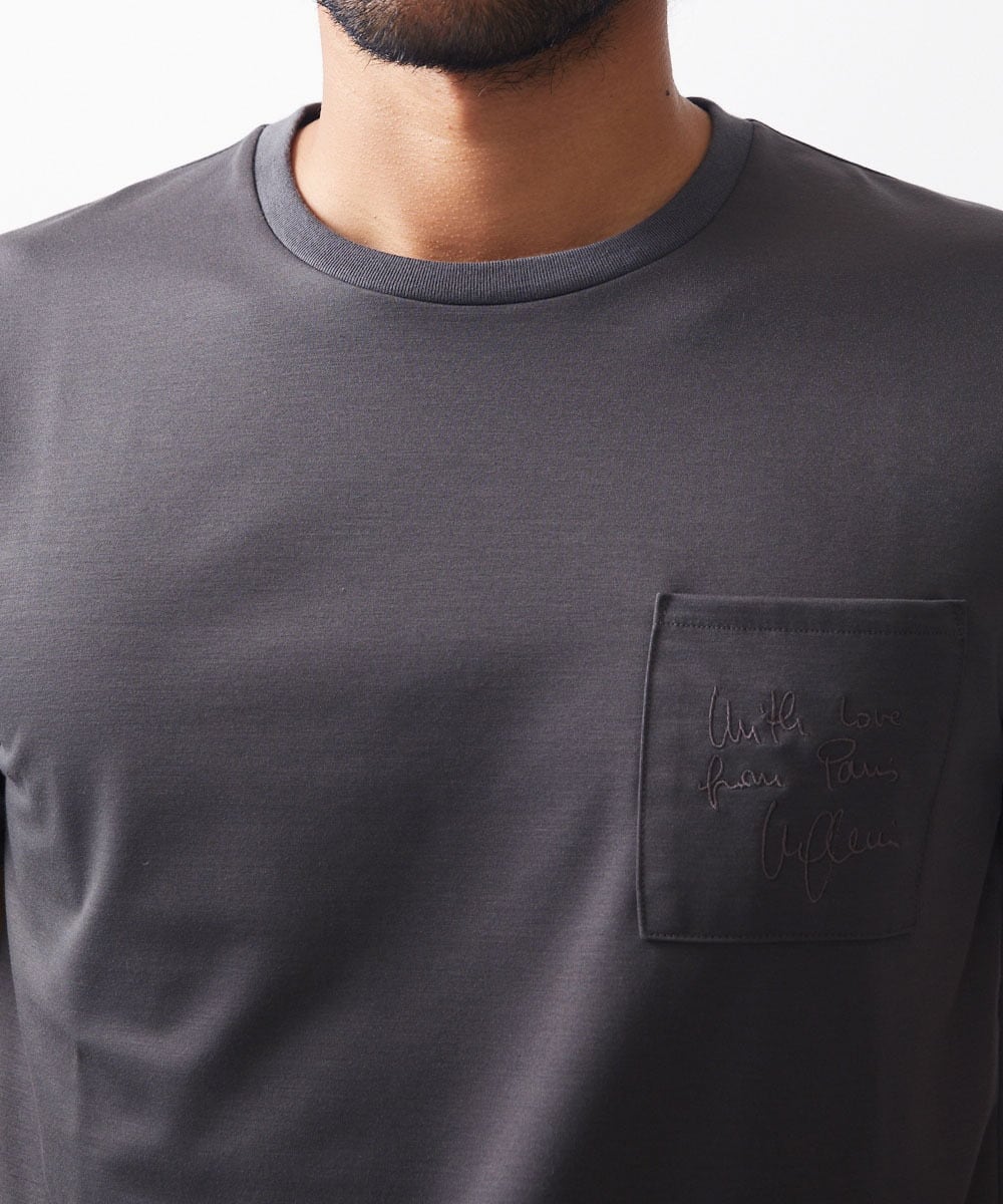 MNKIX58150 MICHEL KLEIN HOMME(ミッシェルクラン オム) 《日本製》ポケット付きクルーネック半袖カットソー ブラウン