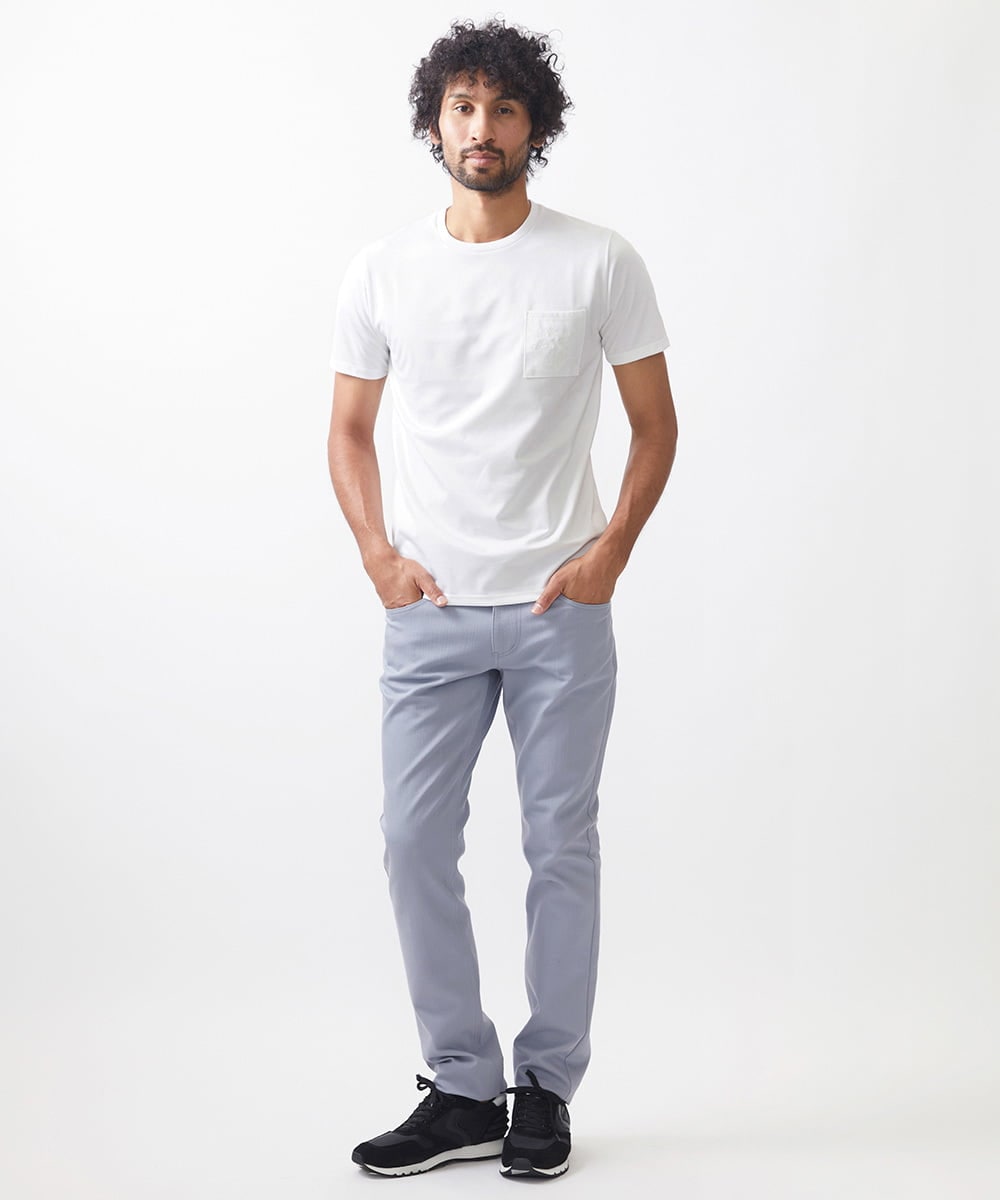 MNKIX58150 MICHEL KLEIN HOMME(ミッシェルクラン オム) 《日本製》ポケット付きクルーネック半袖カットソー ホワイト