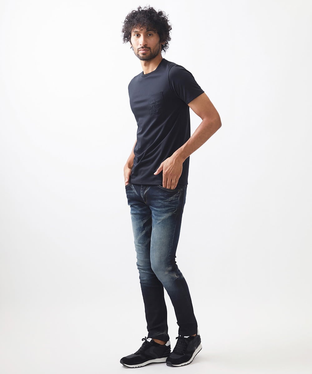 MNKIX58150 MICHEL KLEIN HOMME(ミッシェルクラン オム) 《日本製》ポケット付きクルーネック半袖カットソー ブラック
