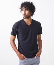 MNKIX59150 MICHEL KLEIN HOMME(ミッシェルクラン オム) 《日本製》ドライタッチVネック半袖カットソー ネイビー