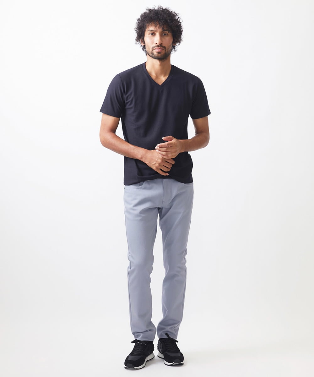 MNKIX59150 MICHEL KLEIN HOMME(ミッシェルクラン オム) 《日本製》ドライタッチVネック半袖カットソー ネイビー