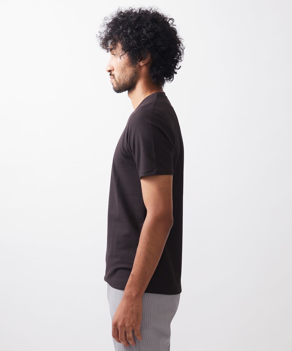 MNKIX59150 MICHEL KLEIN HOMME(ミッシェルクラン オム) 《日本製》ドライタッチVネック半袖カットソー ブラウン