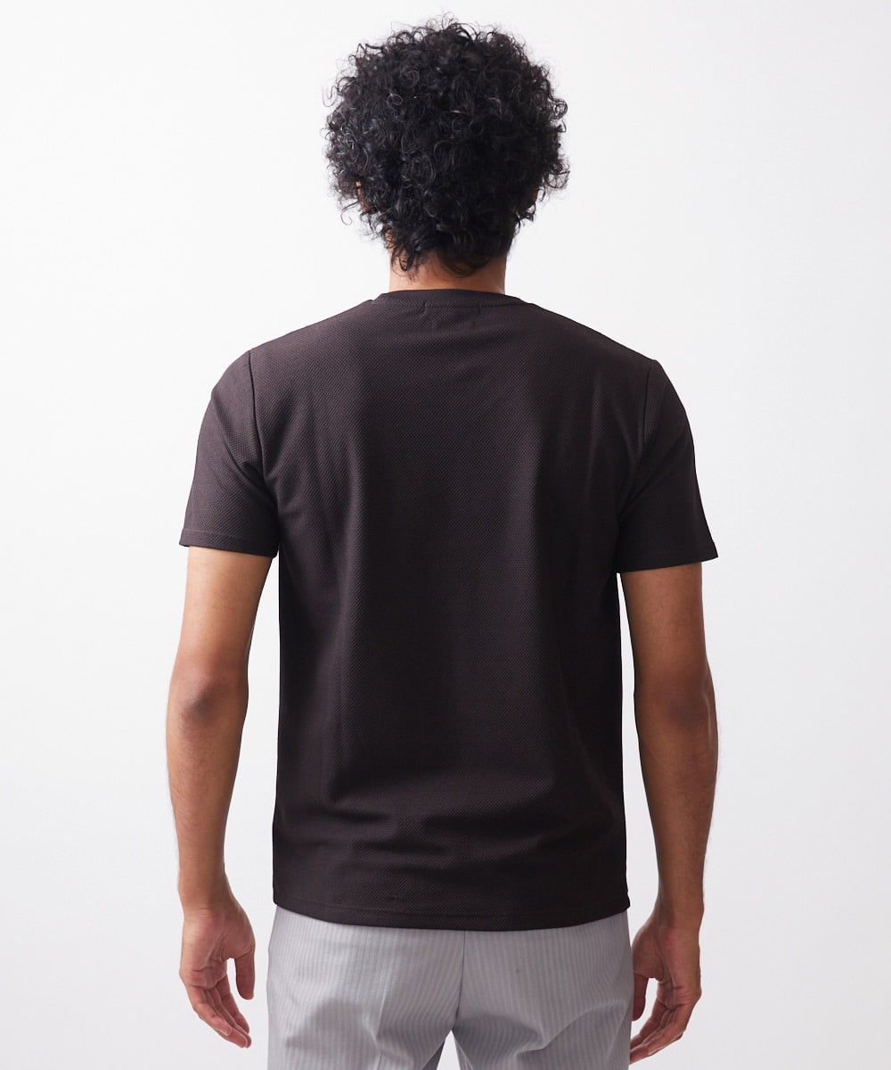 MNKIX59150 MICHEL KLEIN HOMME(ミッシェルクラン オム) 《日本製》ドライタッチVネック半袖カットソー ブラウン