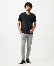MNKJA51230 MICHEL KLEIN HOMME(ミッシェルクラン オム) マテリアルブロックVネックカットソー ブラック