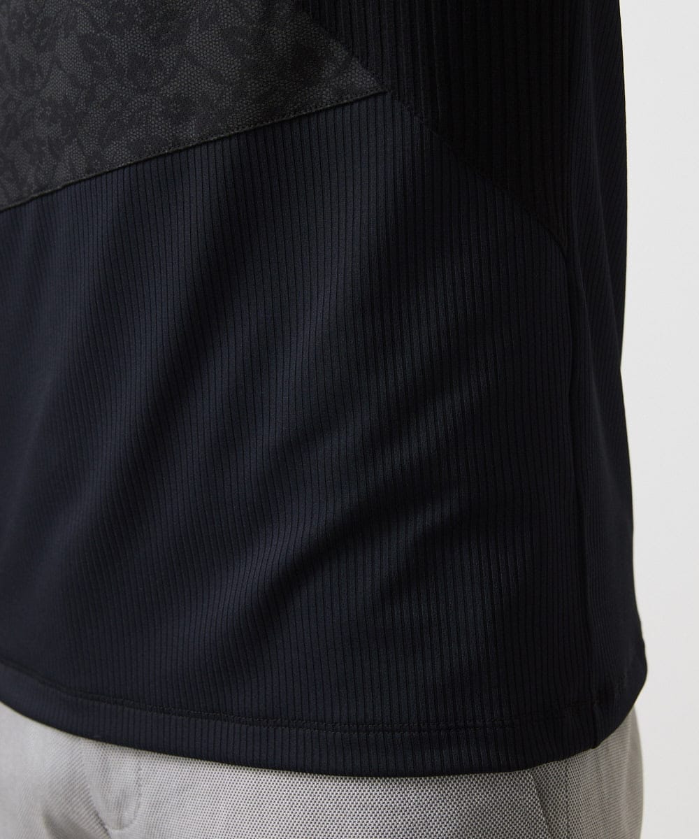 MNKJA51230 MICHEL KLEIN HOMME(ミッシェルクラン オム) マテリアルブロックVネックカットソー ブラック