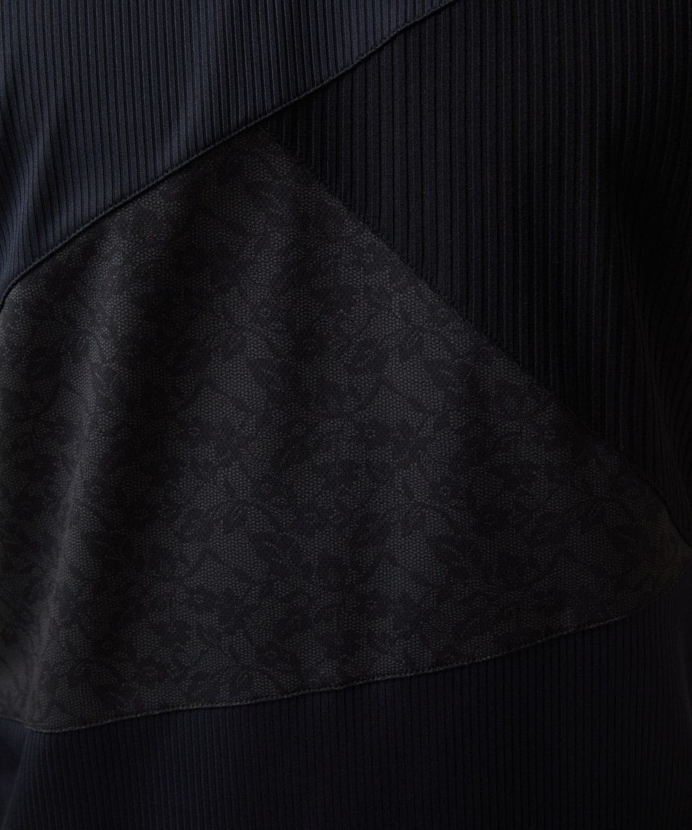 MNKJA51230 MICHEL KLEIN HOMME(ミッシェルクラン オム) マテリアルブロックVネックカットソー ブラック