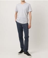 MNKJC50150 MICHEL KLEIN HOMME(ミッシェルクラン オム) 《日本製》レンガ柄Vネック半袖カットソー ライトグレー