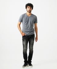 MNKJC50150 MICHEL KLEIN HOMME(ミッシェルクラン オム) 《日本製》レンガ柄Vネック半袖カットソー ダークグレー