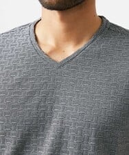 MNKJC50150 MICHEL KLEIN HOMME(ミッシェルクラン オム) 《日本製》レンガ柄Vネック半袖カットソー ダークグレー