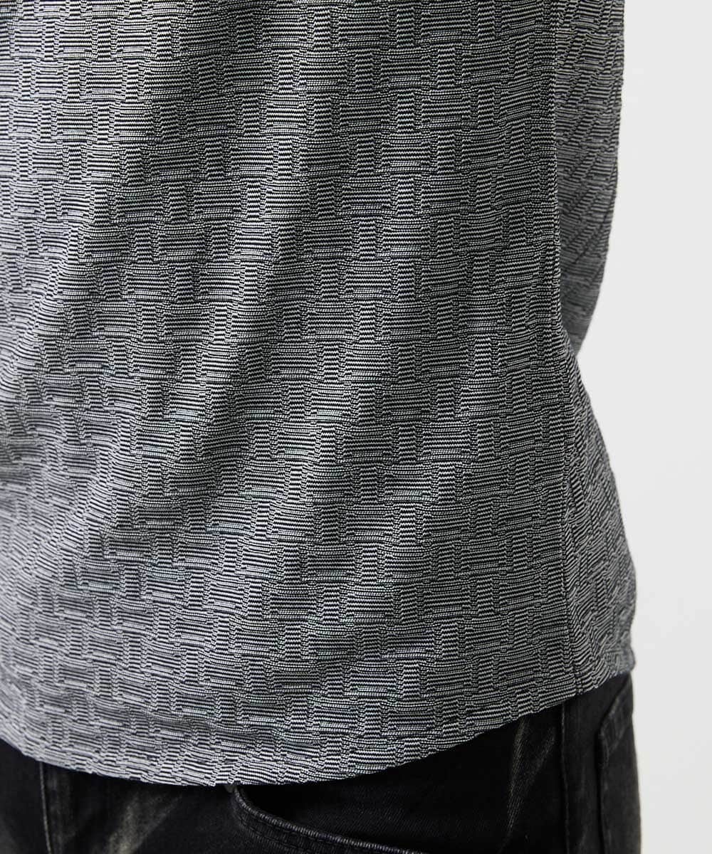 MNKJC50150 MICHEL KLEIN HOMME(ミッシェルクラン オム) 《日本製》レンガ柄Vネック半袖カットソー ダークグレー