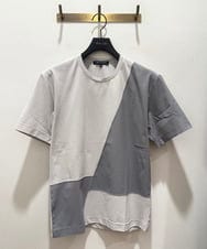 MNKJC63150 MICHEL KLEIN HOMME(ミッシェルクラン オム) 切り替えクルーネック半袖カットソー ライトグレー