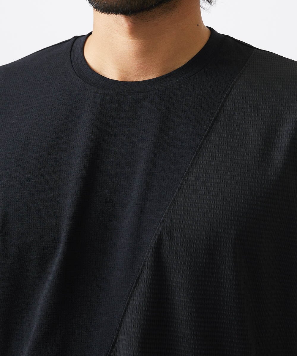 MNKJC63150 MICHEL KLEIN HOMME(ミッシェルクラン オム) 切り替えクルーネック半袖カットソー ブラック