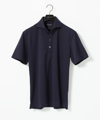 MNKJC70180 MICHEL KLEIN HOMME 千鳥柄ジャガード半袖ポロシャツ