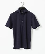 MNKJC70180 MICHEL KLEIN HOMME(ミッシェルクラン オム) 千鳥柄ジャガード半袖ポロシャツ ネイビー
