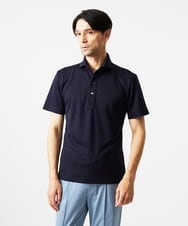 MNKJC70180 MICHEL KLEIN HOMME(ミッシェルクラン オム) 千鳥柄ジャガード半袖ポロシャツ ネイビー