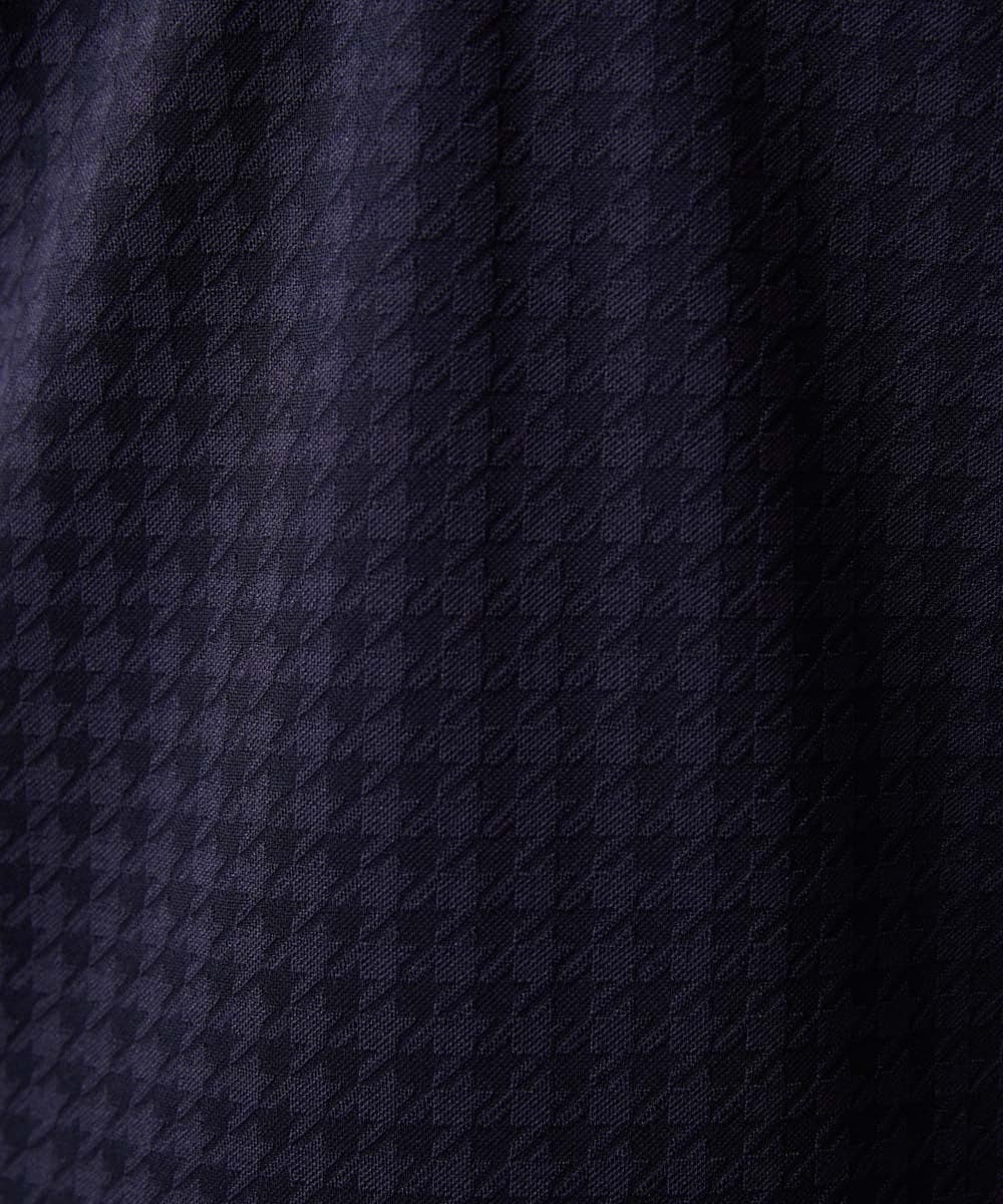 MNKJC70180 MICHEL KLEIN HOMME(ミッシェルクラン オム) 千鳥柄ジャガード半袖ポロシャツ ネイビー