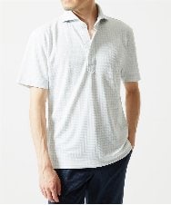 MNKJC70180 MICHEL KLEIN HOMME(ミッシェルクラン オム) 千鳥柄ジャガード半袖ポロシャツ ライトグレー