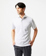 MNKJC70180 MICHEL KLEIN HOMME(ミッシェルクラン オム) 千鳥柄ジャガード半袖ポロシャツ ライトグレー