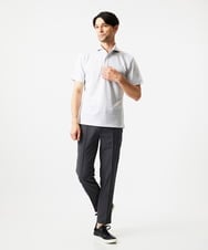 MNKJC70180 MICHEL KLEIN HOMME(ミッシェルクラン オム) 千鳥柄ジャガード半袖ポロシャツ ライトグレー