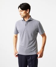 MNKJC70180 MICHEL KLEIN HOMME(ミッシェルクラン オム) 千鳥柄ジャガード半袖ポロシャツ ダークグレー