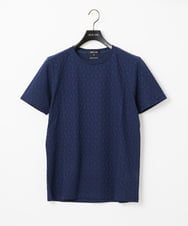MNKJC73150 MICHEL KLEIN HOMME(ミッシェルクラン オム) 幾何学柄クルーネック半袖カットソー ネイビー