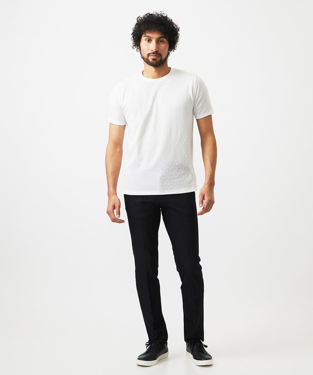 MNKJC73150 MICHEL KLEIN HOMME(ミッシェルクラン オム) 幾何学柄クルーネック半袖カットソー ホワイト