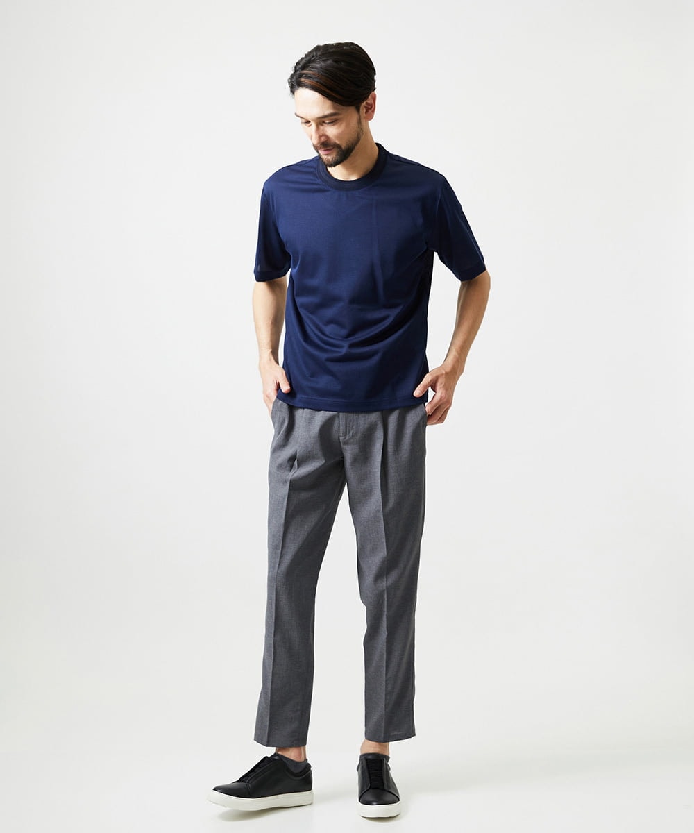MNKJD63170 MICHEL KLEIN HOMME(ミッシェルクラン オム) 【セットアップ】ジャージークルーネック半袖カットソー ブルー