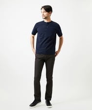 MNKJD71200 MICHEL KLEIN HOMME(ミッシェルクラン オム) 《日本製》ブロックヘンリーネック半袖カットソー ネイビー