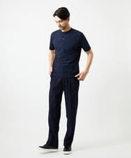 MNKJD71200 MICHEL KLEIN HOMME(ミッシェルクラン オム) 《日本製》ブロックヘンリーネック半袖カットソー ネイビー