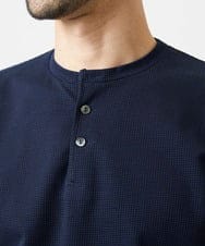 MNKJD71200 MICHEL KLEIN HOMME(ミッシェルクラン オム) 《日本製》ブロックヘンリーネック半袖カットソー ネイビー