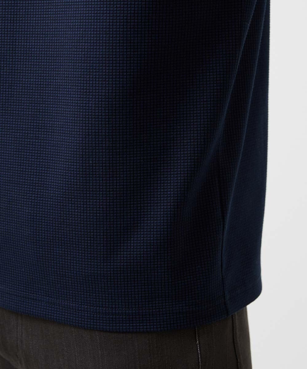 MNKJD71200 MICHEL KLEIN HOMME(ミッシェルクラン オム) 《日本製》ブロックヘンリーネック半袖カットソー ネイビー
