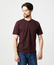MNKJD71200 MICHEL KLEIN HOMME(ミッシェルクラン オム) 《日本製》ブロックヘンリーネック半袖カットソー パープル