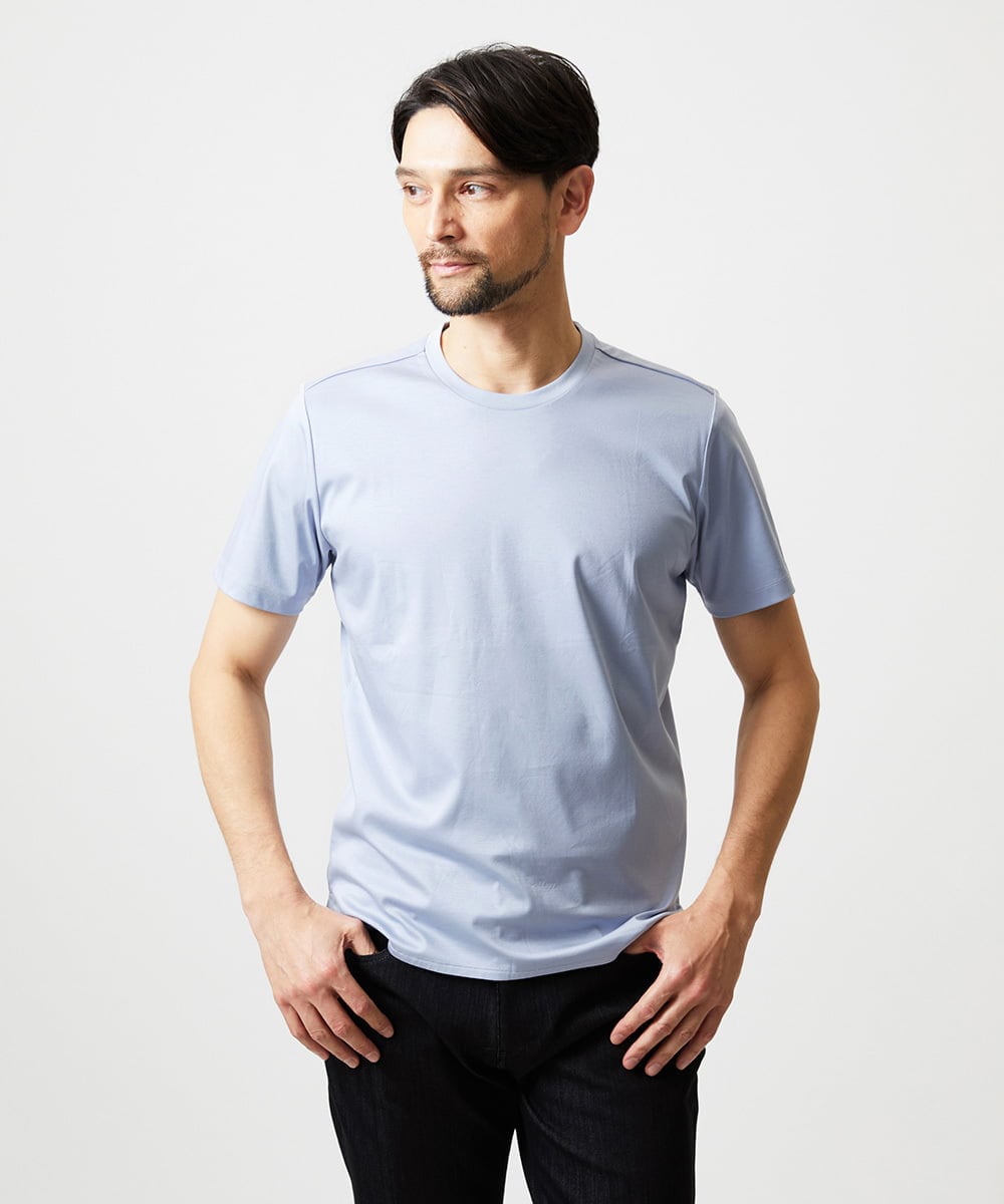 MNKJF65150 MICHEL KLEIN HOMME(ミッシェルクラン オム) クルーネック半袖カットソー ライトブルー