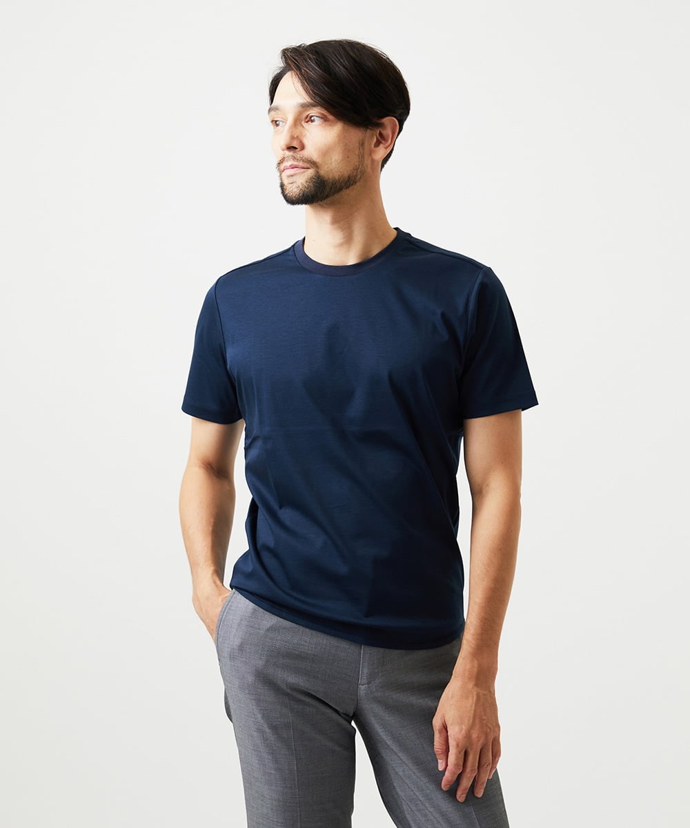MNKJF65150 MICHEL KLEIN HOMME(ミッシェルクラン オム) クルーネック半袖カットソー ネイビー