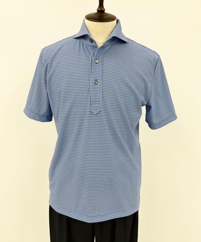 MNKJF70180 MICHEL KLEIN HOMME 《日本製》チドリ柄半袖ポロシャツ