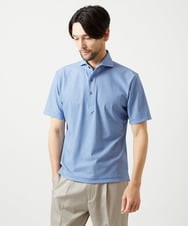MNKJF70180 MICHEL KLEIN HOMME(ミッシェルクラン オム) 《日本製》チドリ柄半袖ポロシャツ ブルー