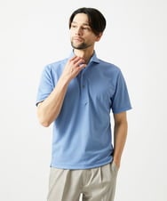 MNKJF70180 MICHEL KLEIN HOMME(ミッシェルクラン オム) 《日本製》チドリ柄半袖ポロシャツ ブルー