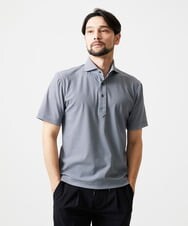 MNKJF70180 MICHEL KLEIN HOMME(ミッシェルクラン オム) 《日本製》チドリ柄半袖ポロシャツ ダークグレー