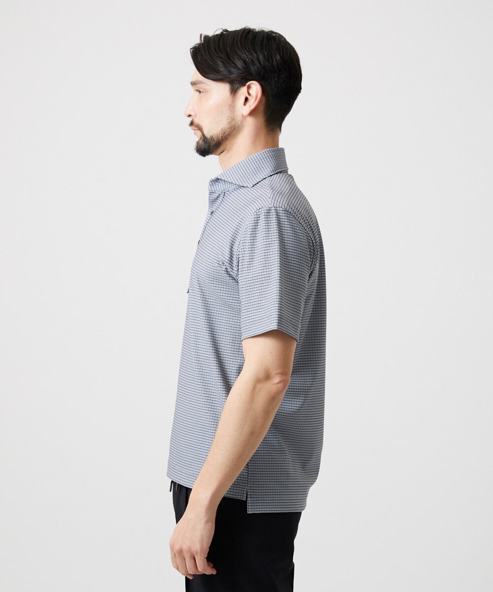 MNKJF70180 MICHEL KLEIN HOMME(ミッシェルクラン オム) 《日本製》チドリ柄半袖ポロシャツ ダークグレー