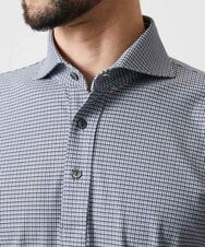 MNKJF70180 MICHEL KLEIN HOMME(ミッシェルクラン オム) 《日本製》チドリ柄半袖ポロシャツ ダークグレー