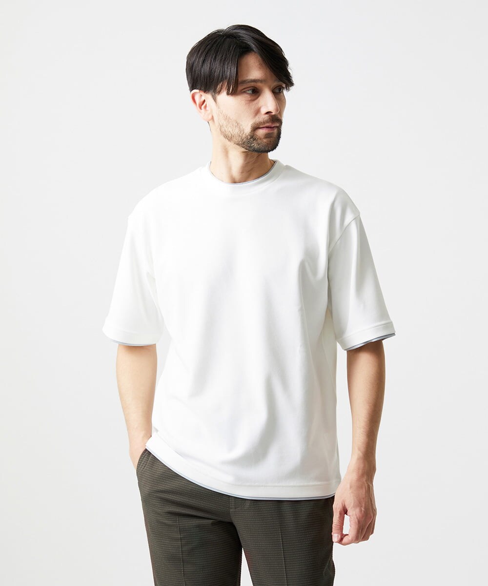 MNKJF77150 MICHEL KLEIN HOMME(ミッシェルクラン オム) リラックスクルーネック半袖カットソー ホワイト