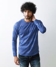 MNKJS05130 MICHEL KLEIN HOMME(ミッシェルクラン オム) 《日本製》ボーダークルーネックカットソー パープル(66)