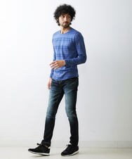 MNKJS05130 MICHEL KLEIN HOMME(ミッシェルクラン オム) 《日本製》ボーダークルーネックカットソー パープル(66)